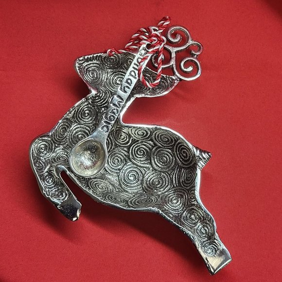 VTG Mud Pie Holiday Magic Reindeer Pewter Dip Salsa Tray & Spoon - Picture 7 of 12